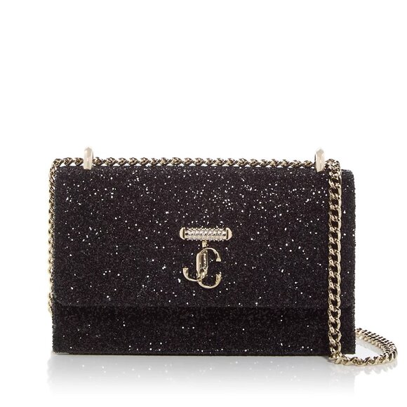 JIMMY CHOO Bohemia Glitter Embellished Shoulder Bag - Black - Picture 1 of 11